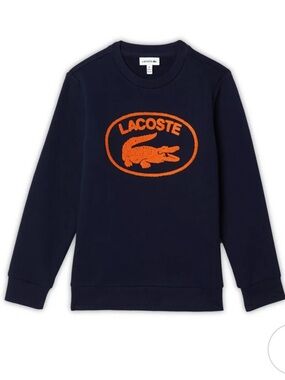 Lacoste Navy Sweatshirt with Bright Orange Logo - Kids